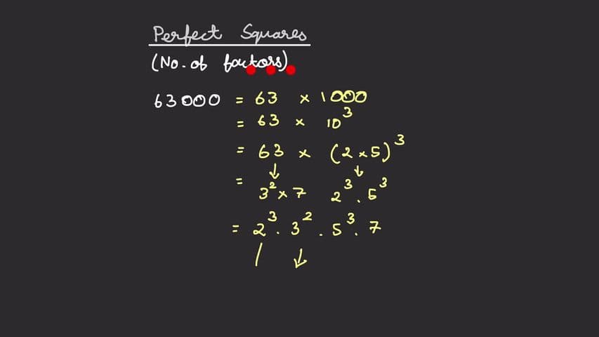 No. of Factors - Perfect Squares